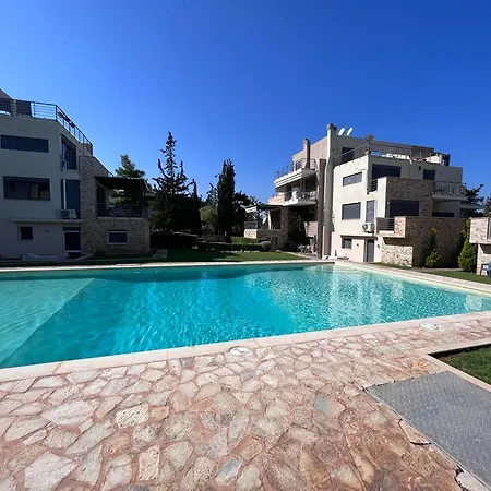 Pool Apartment 5 Minutes Walk From Beach Porto Rafti Exterior photo